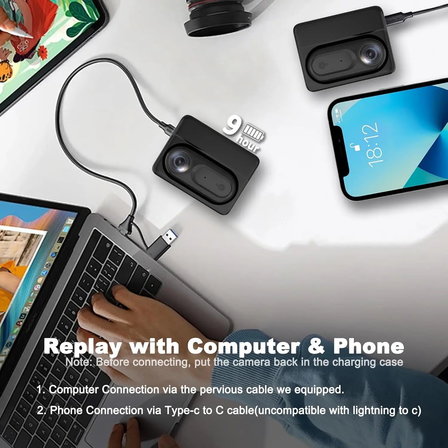 128GB 1080P Waterproof Portable Magnetic Thumb Camera Outdoor Cycling Dog Cat Running Video POV Camera